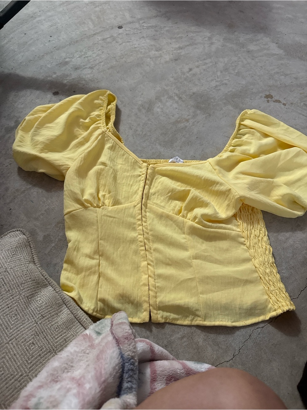 Jenni Yellow Puff-Sleeve Square Neck Blouse